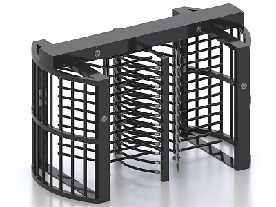 Black Full Height Turnstile With Metal Grid Design And Rotating Blades 3d model