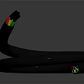 Gray Snake Like Decorative Object With Colorful Spheres On Both Ends