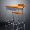 Simple Design Wooden Table And Chair With Metal Frame And Wooden Top