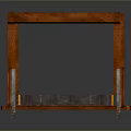 3D Model of Truss Bridge With Orange Steel Frame Gray Deck and Side Railings