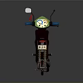 Green Motorcycle Scooter With Brown Seat And Decorative Spring Design Elements