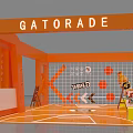 Gatorade Orange Display Booth With Drink Bottles And Scientific Quick Hydration 3d model