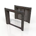 Pair of Dark Rustic Wooden Frames With Metal Accents And Worn Texture