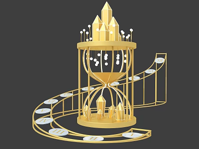 Golden Hourglass Photo Spot With Castle Spires And Spiral Track Design 3d model