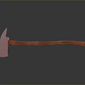 Red Textured Handle Axe Placed On Black Surface With Clear Reflection
