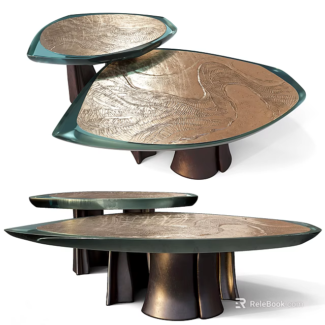 Artistic Coffee Table With Metallic Texture And Unique Layered Design Structure 3d model