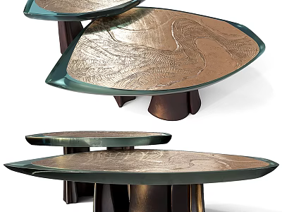 Artistic Coffee Table With Metallic Texture And Unique Layered Design Structure 3d model