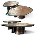 Artistic Coffee Table With Metallic Texture And Unique Layered Design Structure