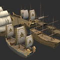 Ancient ship sailing ship ocean-going ship wooden ship 3d model