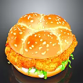 Delicious Chicken Burger with Sesame Bun Fried Chicken Patty Lettuce and Creamy Sauce