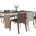 Modern Cream Style Dining Table and Chair Combination Leather Dining Chair Dining Table Decoration Rectangular Dining Table 3d model