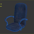 Elegant Blue Textured Armchair With Vintage Design And Wooden Armrests