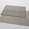 Modern Square Rugs with Black White Geometric and Beige Striped Patterns 3d model