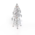 Power Transmission Tower 3D Model With Metal Lattice Structure And Insulators