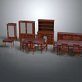 Classic Mahogany Furniture Set Featuring Cabinets Dining Tables Chairs And Side Tables