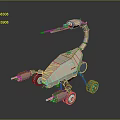Mechanical Biological Inspired Character With Scorpion Tail Weapon And Wheeled Arms