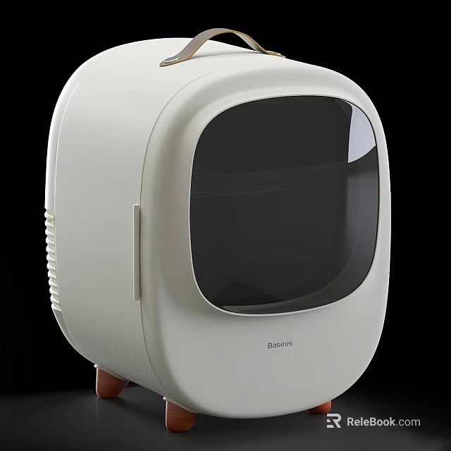 White Balanced Daily Use Appliance With Transparent Window And Wooden Legs 3d model 