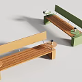 Modern Wooden Outdoor Bench Chairs With Mini Side Tables And Comfortable Backrest For Public Leisure