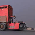 Red Double Deck Truck With Vintage Industrial Style And Large Wheels