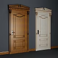Home Interior Two Wooden Hinged Doors Brown And White With Carved Details