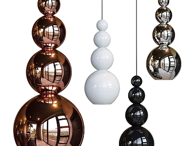 Modern Multi Sphere Pendant Lights in Copper White and Black Hanging Design 3d model