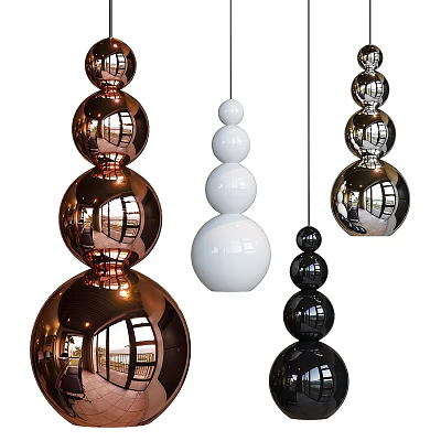 Modern Multi Sphere Pendant Lights in Copper White and Black Hanging Design 3d model