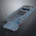Gray Ship Model With Ramp Deck And Open Cargo Area