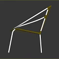 Modern Yellow Wire Chair With White Circular Armrests And Silver Metal Legs