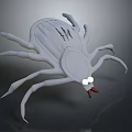 White Insect Like Game Character With Multiple Legs Large Eyes Red Mouthparts And Back Scratches