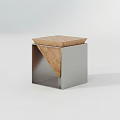 Minimalist Modern Stool With Wooden Top And Metal Triangular Frame Design 3d model