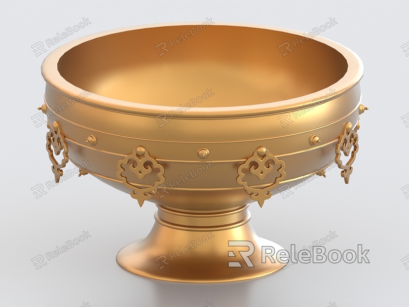 Golden Wine Glass Wine Ware Ding model