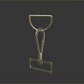 Silver Metal Geometric Stand with Curved Handle and Square Base