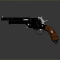 Vintage Revolver Firearm With Black Metal Body And Wooden Grip Design