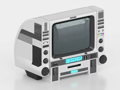 Vintage Style TV With Control Buttons Knobs Digital Display And White Black Body 3d model