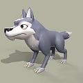 3D Cartoon Wolf Character With Gray White Fur And Anthropomorphic Expression 3d model