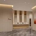 Modern Public Restroom Interior With Vanity Counters And Mirrors 3d model