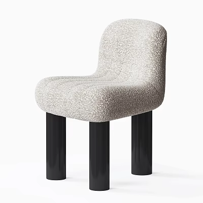 Modern Leisure Accent Chair With Beige Textured Fabric And Black Cylindrical Legs 3d model