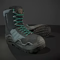 Durable Outdoor Boots With Bright Green Laces Dark Upper And Thick Sole Design