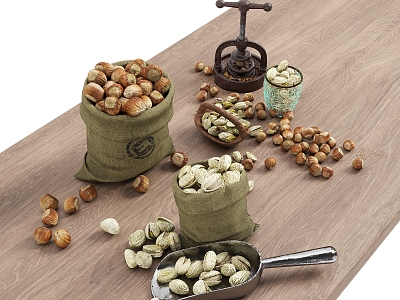 Modern Food Nut Snack Almond Fruit Chestnut Pistachio 3d model