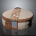 Traditional Yurt Architecture Circular Structure With Red Top Opening Ornate Patterns And Red Door