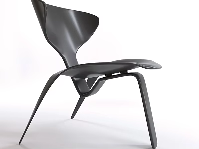 Modern Stylish Leisure Chair With Unique Curved Design And Metal Frame Structure 3d model