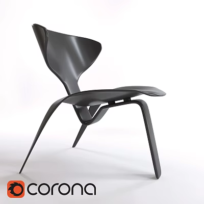 Modern Stylish Leisure Chair With Unique Curved Design And Metal Frame Structure 3d model