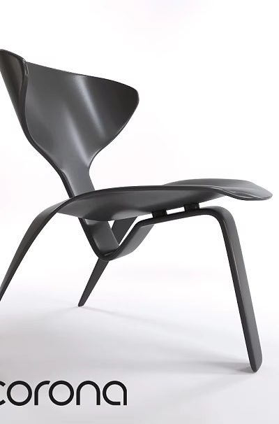 Modern Stylish Leisure Chair With Unique Curved Design And Metal Frame Structure 3d model