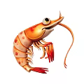 Cute Cartoon Orange Spotted Shrimp With Big Eyes And Long Antennae