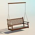 Wooden Hanging Bench Chair With Chain Suspension For Comfortable Seating