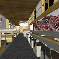 Warm Japanese Restaurant Interior Design With Wooden Elements And Koi Fish Decoration