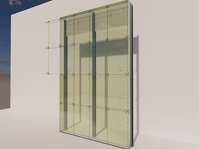 Modern Building Facade Design With Glass Curtain Wall And Transparent Panels 3d model