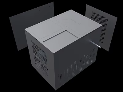 Industrial Equipment Gray Metal Enclosure With Ventilated Side Panels And Square Structure 3d model