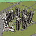 Modern High Rise Residential Buildings With Contemporary Facade Commercial Podium Against Blue Sky