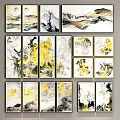 Modern Abstract Paintings With Golden Black White Fluid Textures And Artistic Patterns